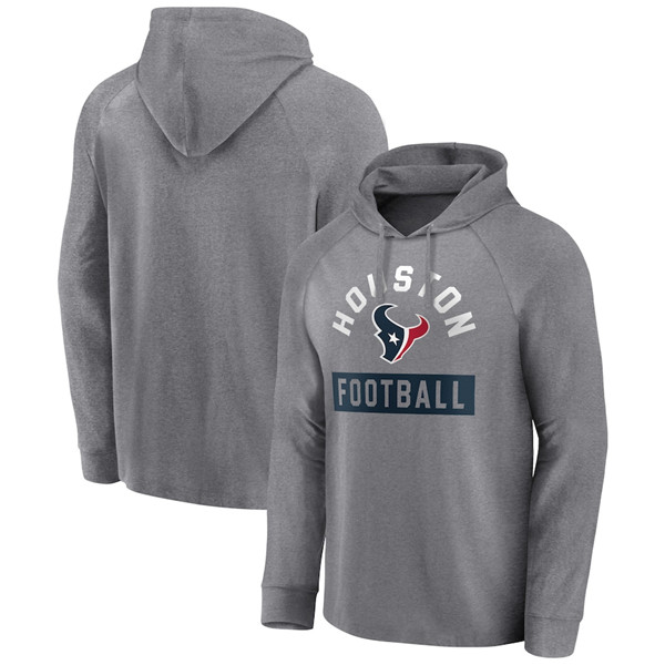 Men's Gray Houston Texans Heathered No Time Off Raglan Pullover Hoodie